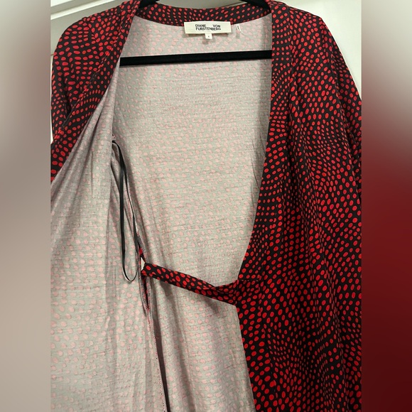 NWT Diane Von Furstenberg New Julian Black Red Polka Dot Wrap Maxi Silk Dress 6 - Picture 5 of 5